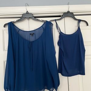 Women’s sheer long sleeve too with tank top (2 piece)